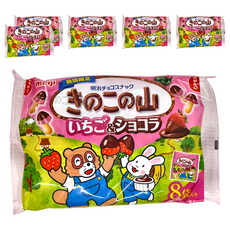 meiji 明治 香菇造型餅乾 草莓&可可風味, 96g, 6包