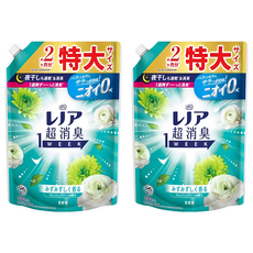 Lenor 蘭諾 日本原裝進口 1WEEK 衣物消臭柔軟精補充包 清香綠, 920ml, 2包