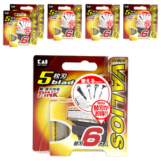 KAI 貝印 5刀刃替換刀片 BS-6VAL, 6入, 6盒