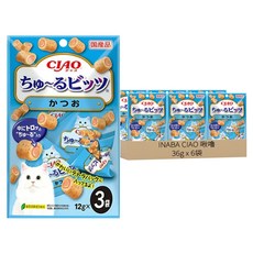 INABA CIAO 啾嚕 迷你捲心塊 3包 Set, 綠茶成分消除異味, 鰹魚, 36g, 6袋