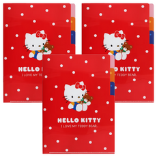 sun-star Hello Kitty 50週年L型A5三夾層資料夾 155 x 220 x 1mm, 泰迪好朋友, 3個