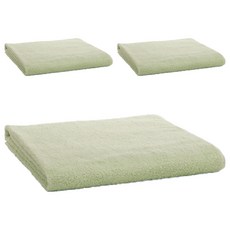 hiorie 日本桃雪飯店大毛巾，40x100cm，100%純棉，日本製造, 亞麻綠, 3條