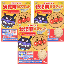 FUJIYA 不二家 麵包超人牛乳餅 適用9個月以上寶寶 日本小麥 添加鈣和維生素D 2袋入, 牛奶, 84g, 3盒