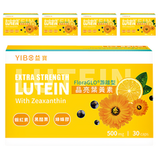 YIBO 益寶 晶亮葉黃素 游離型 含FloraGLO葉黃素 蝦紅素+黑醋栗+綠蜂膠, 30顆, 500mg, 5盒