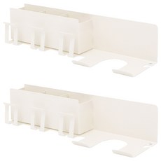 FAmILyLIFE 生活 航太鋁免打孔牙刷/吹風機置物架三杯款免釘膠款 A-242-W 34.3 x 7.4 x 6.5cm 370g, 簡約白, 2個