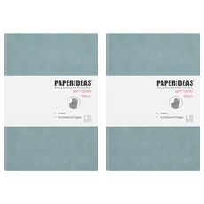 PAPERIDEAS 軟皮筆記本 點陣 A5, 100g/㎡ 軟封面, 霧藍, 2本