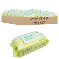FAmILyLIFE 生活 特厚抗菌超柔細濕巾 家庭號, 1入, 12包