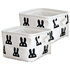 THE ZAKKA 剪影主題布藝收納籃, 兔子 白色, 2個
