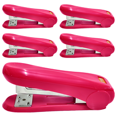 MAX 美克司 新型釘書機 HD-50, 可調整針法選項, 可釘張數30張, 可釘深度64mm, 裝針數50支, 粉紅色, 5個