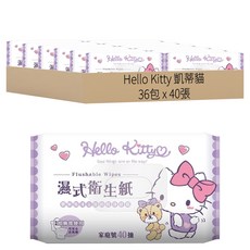 Hello Kitty 凱蒂貓 Sanrio 三麗鷗 濕式衛生紙 家庭號, 1包, 36包
