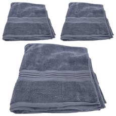 星紅織品 奢華風緞檔厚感加大款重磅純棉浴巾-深灰色 160x80公分, 3條
