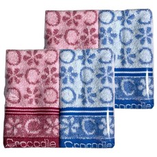 Crocodile 鱷魚 美國棉花物語提花方巾 棉紗, 混和顏色, 4條