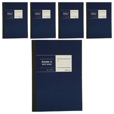 Double A A5膠裝筆記本 布膠系列 橫線內頁, 厚螺紋卡紙封面, 防水耐髒, 耐磨, 縫線裝訂, 可完全攤平, Double A紙張, 書寫不暈染, 深藍, 5本