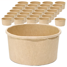 Highching 高精 一次性牛皮紙碗 附蓋 500ml, 1組, 100個