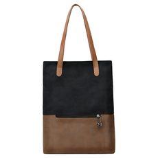 Sayaka 紗彌佳 日系時尚休閒拼接雙色多功能3WAY設計帆布雙肩包 單肩包, 黑色 + 咖啡色