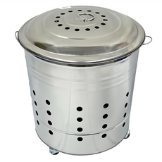 J.L. 大(尺3) 不銹鋼快速燃燒金爐, 附蓋, 360度滾輪, 台灣製, 1個