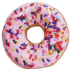 Cotton Field 棉花田傢飾 多拿滋造型抱枕 坐墊 3D印刷技術 短毛絨面料 聚酯纖維填充 仿真造型 舒適實用, 草莓, 1個