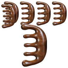 經絡按摩梳 溫潤手感, 金絲綠檀, 6個