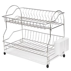 comet Kitchen 雙層不鏽鋼餐具瀝水架 42.5 x 26.5 x 38cm, 2層, 白色, 1個