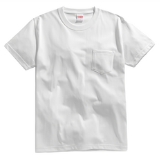United Athle 厚磅口袋短T, 100%純棉, 圓筒無側縫, 領口不易變形, L, 白色