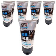 MEN'S Biore 保濕控油洗面乳，含10倍炭成分, 100g, 6條