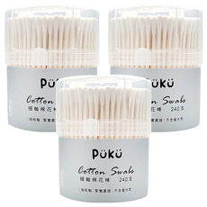 PUKU 藍色企鵝 細紙軸棉花棒 安全紙軸設計 棉球不易脫落 特殊棉頭設計 清除耳垢更徹底 棉部及軸心符合安全標準 不含螢光劑, 240支, 3盒
