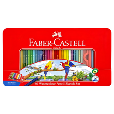FABER-CASTELL 輝柏 115965 水性色鉛筆 附水彩筆, 60色, 1組