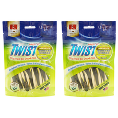 TWISTIX 特緹斯 雙色螺旋潔牙骨 綠茶PLUS+ 迷你, 香草薄荷口味, 156.1g, 2包