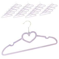 沐慕家居 超強度塑膠愛心防滑衣架, 紫色, 20支
