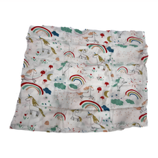 La Chamade 日安朵朵 嬰兒萬用透氣竹纖維雙層紗布包巾 130cm x 110cm, 彩虹獨角獸