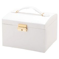 RADIANT STAR 璀璨之星 MARIGOLD收藏幸福皮革三層大容量化妝鏡珠寶盒首飾手提收納箱 OD019 17.7 x 13.7 x 13cm, 白色, 1個