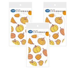 巧易潔 天然木漿壓縮海綿, 強力吸水, 多功能性, 高效去污, 除油高手, 南瓜, 3個, 1個