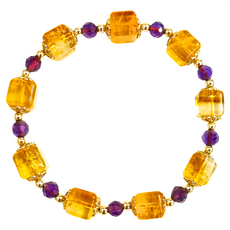 財神小舖 貴氣雲集 手鍊 黃水晶約0.9cm 紫水晶約0.5cm