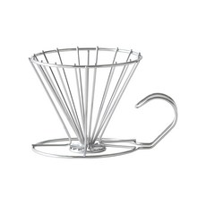 SHIMOMURA 下村 KOGU 極簡鏤線 18-8不鏽鋼咖啡濾杯, 1個, 復古銀 2-6杯用, 2-6杯用