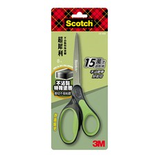 3M Scotch 不沾膠特殊塗層不銹鋼金屬事務剪刀 8吋 20.32cm, 黑色 + 綠色, 1個