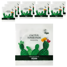 YADAH 仙人掌保濕爽膚棉片，含87%圓武扇仙人掌，打造健康肌膚的pH5.5弱酸性化妝水，迅速鎮靜敏感肌膚, 2片, 10包