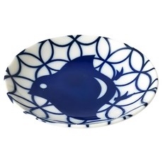 美濃燒 小碟 日本白瓷 直徑9.5cmx高2cm, 七寶千鳥 藍色 + 白色, 1個