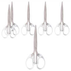 簡約風剪刀 不鏽鋼刀片 堅固鋒利, 透明, 6個