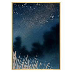 Boluo 菠蘿選畫所 星空山林掛畫 APAD3445D (40 x 30cm) 木色框，居家裝飾藝術品, 木色