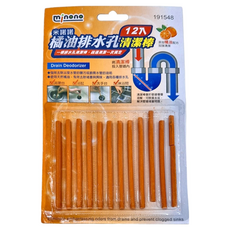 minono 米諾諾 橘油排水孔清潔棒 直徑0.4 x 9.5cm 12支, 12包