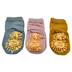 Bebehome 兒童款毛圈防滑地板襪 一般款 3雙 精梳棉, 黃色+綠色+粉色, L(14~16cm)