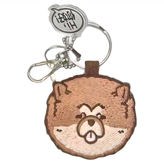 你好 刺繡鑰匙圈 精緻繡面 塗料收邊, 鬆獅犬, 1件