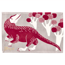 morita MiW 森田美 繪圖風餐墊 100%棉, 43 x 29.5cm, 恐龍 灰色 + 紅色, 1個