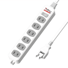 iPlus 保護傘 1開關6座延長線 2孔, 2.7m, 白色, 1條