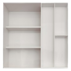 Yamazaki 山崎 伸縮滑動餐具收納盒 分隔收納 附移動透明托盤 可存放餐具/化妝品/文具, 白, 1個