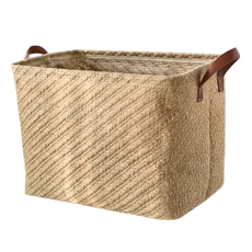 快豹 Karo 棉麻收納籃 黃麻+PE防水層, 咖色, 28 x 27 x 38cm, 1個