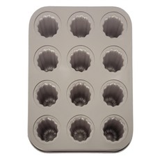 CHEFMADE 學廚 12連不黏迷你可麗露模，WK9950，尺寸25.5X19.4X3.5cm, 金色, 1個