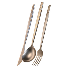 Keith 實心長柄西餐純鈦餐具3件組, 刀 + 叉 + 勺, Ti5210, 1組