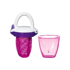 munchkin 滿趣健 豪華新鮮食物咬咬訓練器, 可放入新鮮蔬果、泥狀食物, 讓寶寶自行啃咬, 粉, 1個