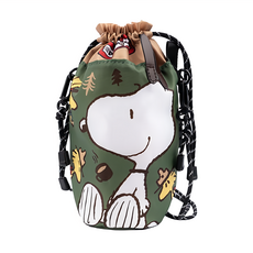 SNOOPY 史努比 束口飲料提袋 L16.5 x H24.5 x W9.5cm, 史努比森林 白色 + 綠色, 1個